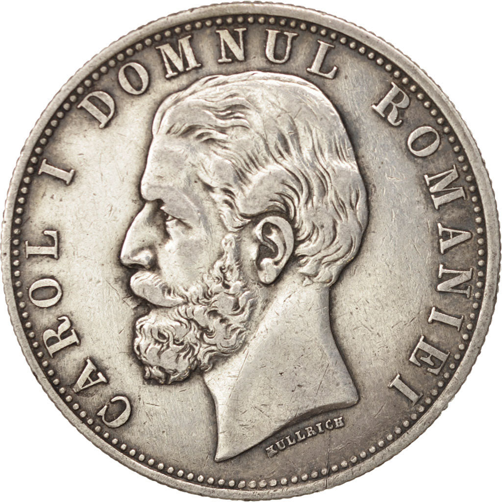 Romania, Carol I, 5 Lei, 1880, Bucarest, BB, Argento, KM:12