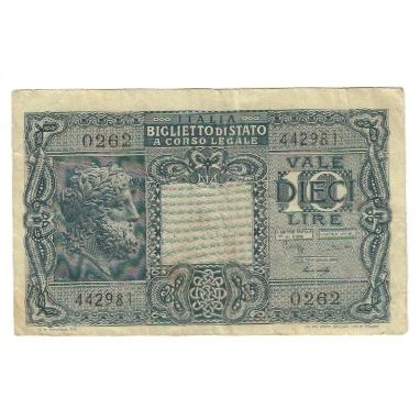 Geldschein, Italien, 10 Lire, KM:32a, S+