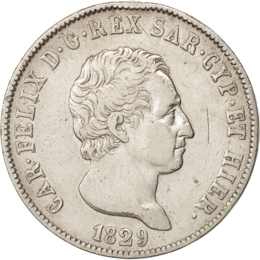 Munten, Italiaanse staten, SARDINIA, Carlo Felice, 5 Lire, 1829, Torino, ZF
