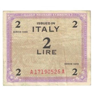 Banknote, Italy, 2 Lire, 1943, KM:M11a, VF(20-25)