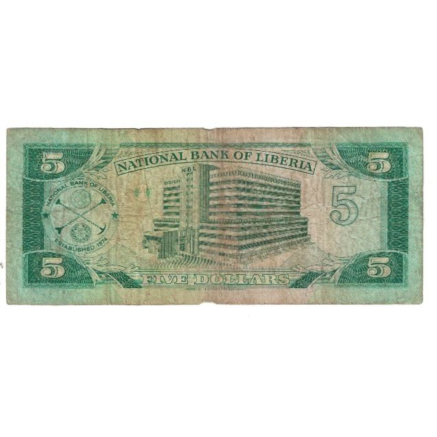 Banknote, Liberia, 5 Dollars, 1989, 1989-04-12, KM:19, VF(20-25)