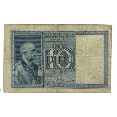 Banknote, Italy, 10 Lire, 1935, 1935-06-18, KM:25a, VF(20-25)