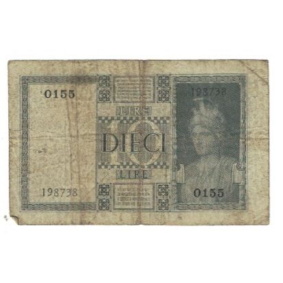 Banknote, Italy, 10 Lire, 1935, 1935-06-18, KM:25a, VF(20-25)