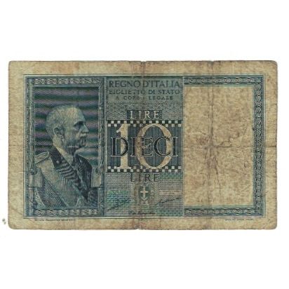 Banknote, Italy, 10 Lire, 1935, 1935-06-18, KM:25a, VF(20-25)