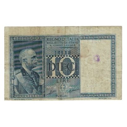 Banknote, Italy, 10 Lire, 1935, 1935-06-18, KM:25a, VF(20-25)