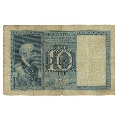 Banknote, Italy, 10 Lire, 1935, 1935-06-18, KM:25a, VF(20-25)