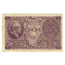 Banconote, Italia, 5 Lire, 1944, 1944-11-23, KM:31a, MB+