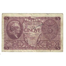 Banknote, Italy, 5 Lire, 1944, 1944-11-23, KM:31a, VF(20-25)