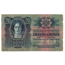 Nota, Áustria, 20 Kronen, 1913, 1913-01-02, KM:13, VF(20-25)