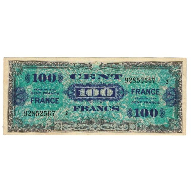 France, 100 Francs, Flag/France, 1944, EF(40-45), Fayette:20.1, KM:118a