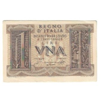 Banknote, Italy, 1 Lira, KM:26, AU(55-58)