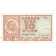 Geldschein, Norwegen, 10 Kroner, 1972, KM:31f, SS