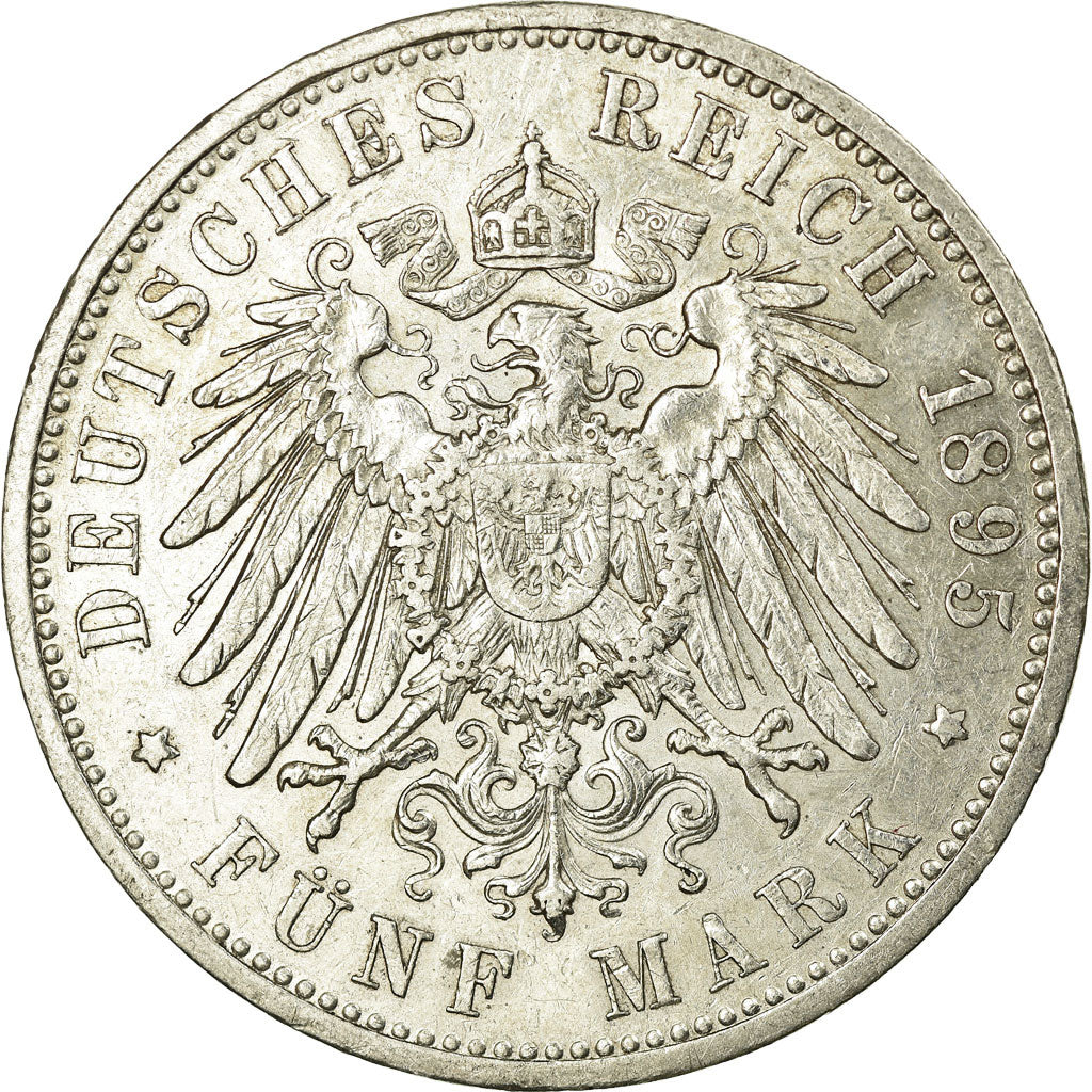 Coin, German States, HESSE-DARMSTADT, Ernst Ludwig, 5 Mark, 1895, Berlin