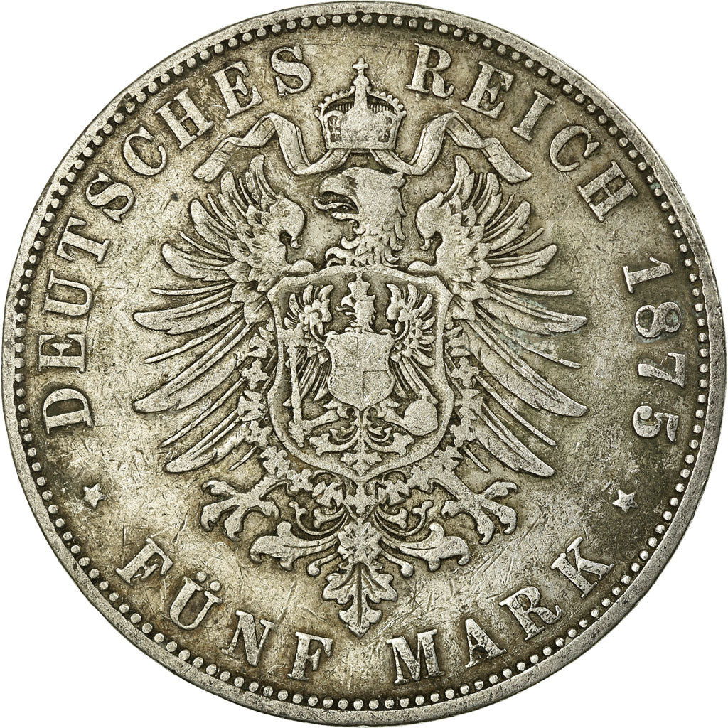 Munten, Duitse staten, HESSE-DARMSTADT, Ludwig III, 5 Mark, 1875, Darmstadt