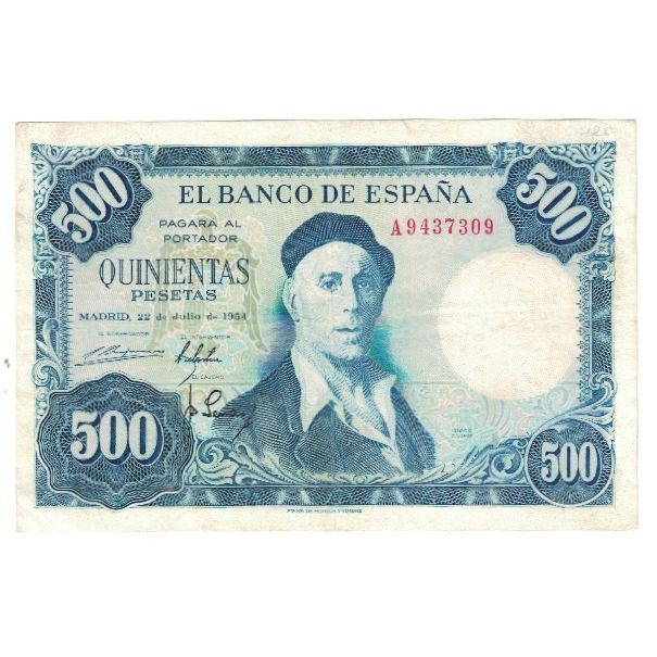 Banknote, Spain, 500 Pesetas, 1954, 1954-07-22, KM:148a, EF(40-45)