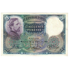 Banconote, Spagna, 50 Pesetas, 1931, 1931-04-25, KM:82, SPL-