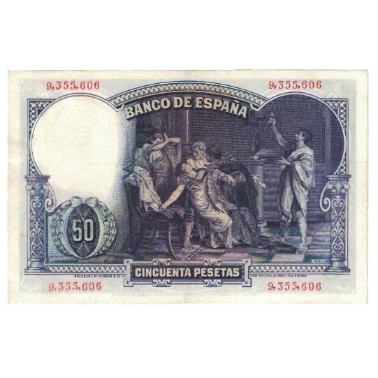 Banknote, Spain, 50 Pesetas, 1931, 1931-04-25, KM:82, AU(55-58)