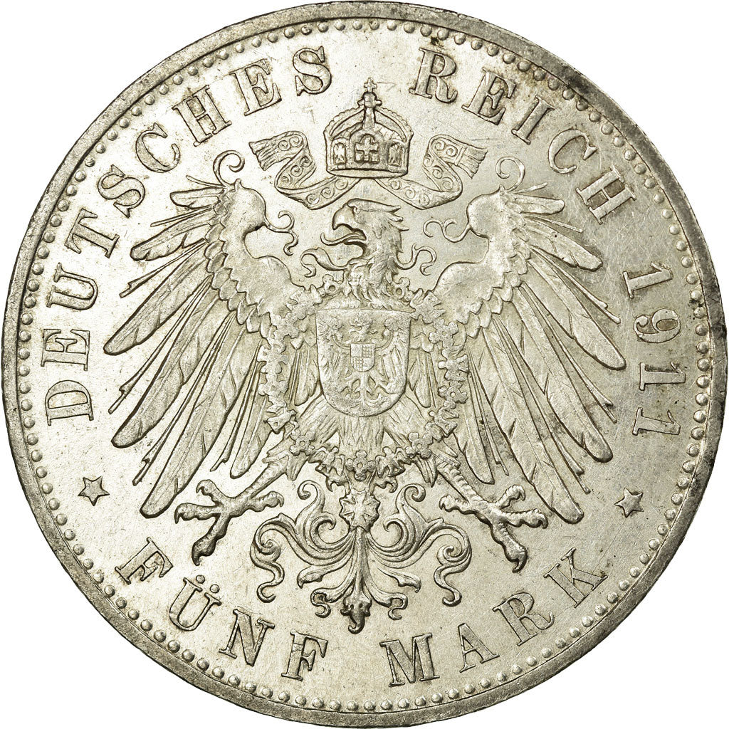 Coin, German States, BAVARIA, Otto, 5 Mark, 1911, Munich, MS(60-62), Silver