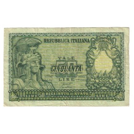 Banconote, Italia, 50 Lire, 1951, 1951-12-31, KM:91a, MB