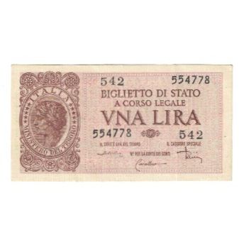 Banconote, Italia, 1 Lira, 1944, 1944-11-23, KM:29c, SPL-