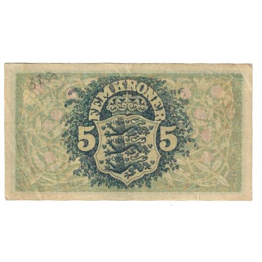 Billete, 5 Kroner, 1942, Dinamarca, KM:30h, MBC