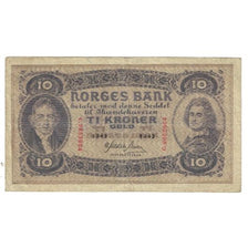 Billete, 10 Kroner, 1943, Noruega, KM:8c, MBC