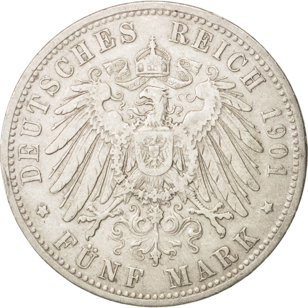 German States, BAVARIA, Otto, 5 Mark, 1901, Munich, EF(40-45), Silver, KM:915