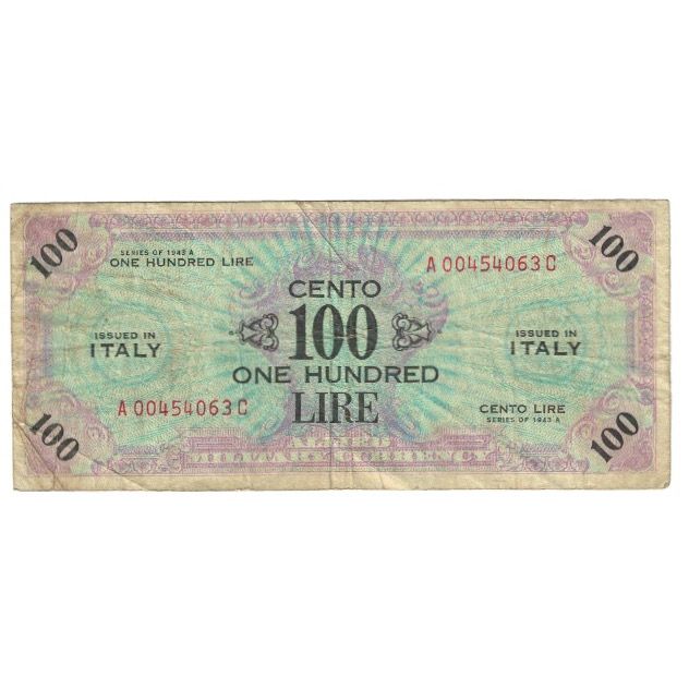 Biljet, Italië, 100 Lire, 1943A, TB