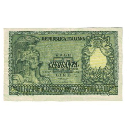 Nota, Itália, 50 Lire, 1951, 1951-12-31, KM:91a, EF(40-45)