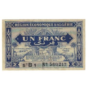 Banknote, Algeria, 1 Franc, 1944, 1944-01-31, KM:101, EF(40-45)