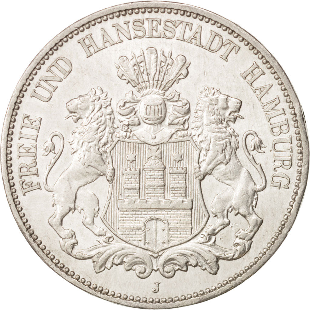 Stati tedeschi, HAMBURG, 5 Mark, 1913, Hamburg, SPL-, Argento, KM:610