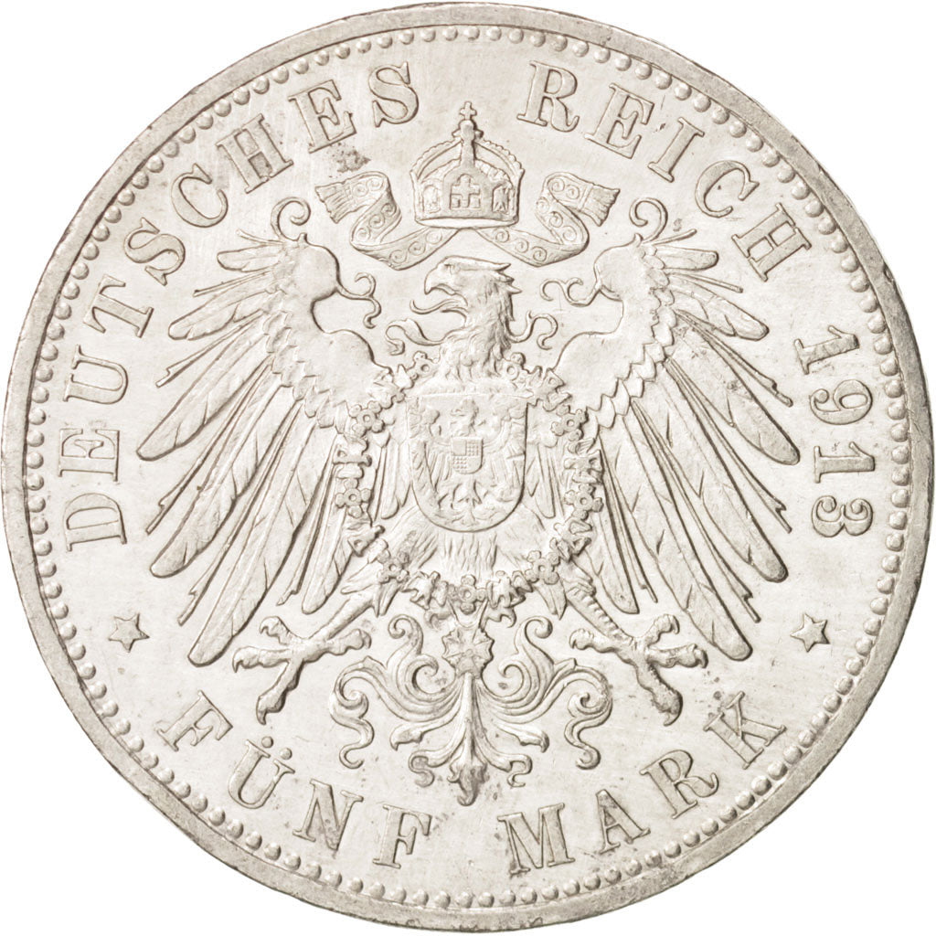 Stati tedeschi, HAMBURG, 5 Mark, 1913, Hamburg, SPL-, Argento, KM:610