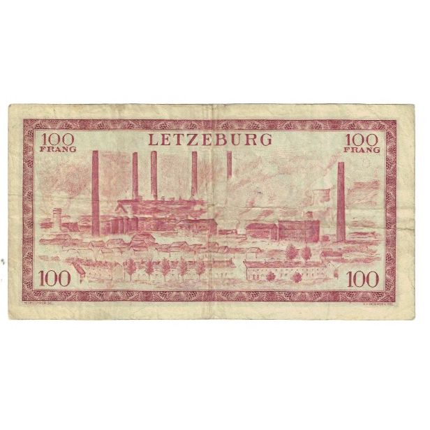 Banknote, Luxembourg, 100 Francs, 1956, 1956-06-15, KM:50a, VF(20-25)