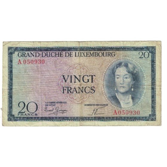 Billete, 20 Francs, Luxemburgo, KM:49a, BC