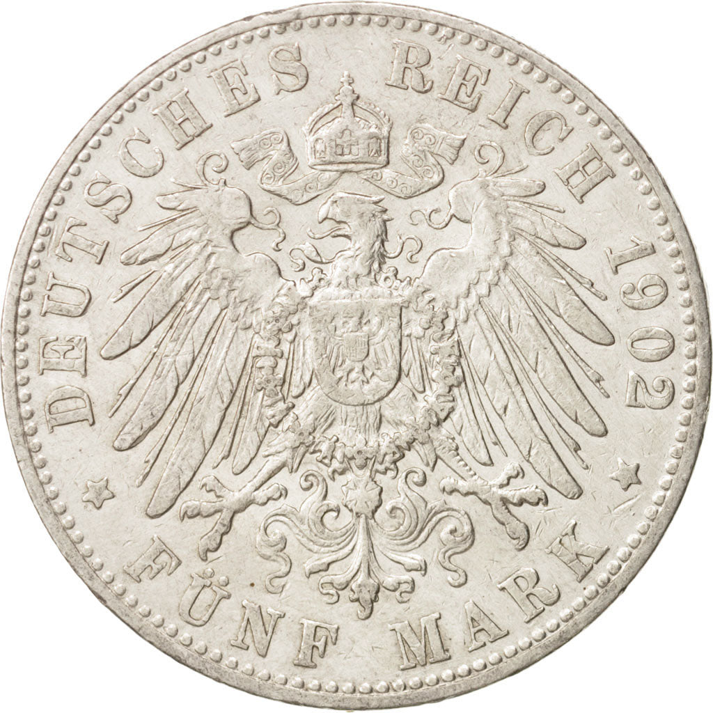 German States, HAMBURG, 5 Mark, 1902, Hamburg, EF(40-45), Silver, KM:610
