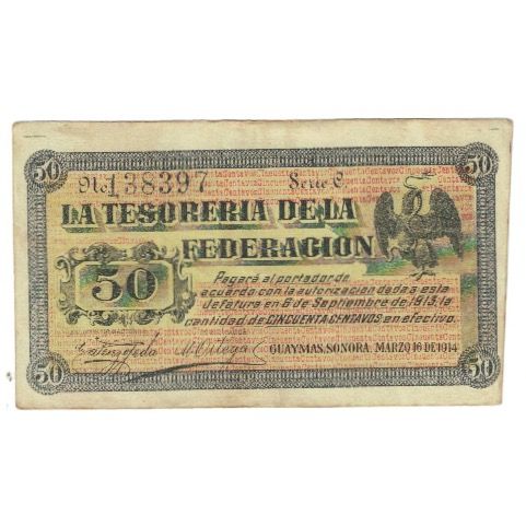 Banknote, Mexico - Revolutionary, 50 Centavos, 1913, 1913-09-06, KM:S1059a