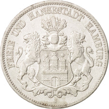 German States, HAMBURG, 5 Mark, 1895, Hamburg, EF(40-45), Silver, KM:610