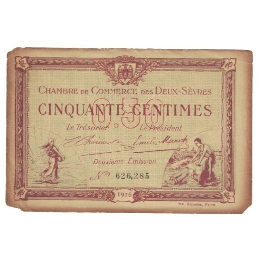 France, Deux-Sèvres, 50 Centimes, 1916, VF(20-25), Pirot:93-7