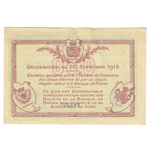 France, Deux-Sèvres, 50 Centimes, 1915, AU(55-58), Pirot:93-7