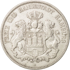German States, HAMBURG, 5 Mark, 1876, Hamburg, EF(40-45), Silver, KM:598