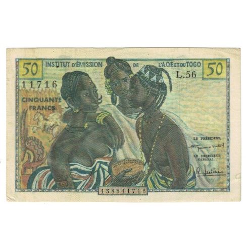 Banknote, French West Africa, 50 Francs, KM:45, EF(40-45)