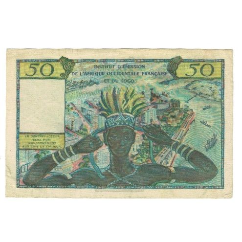 Banknote, French West Africa, 50 Francs, KM:45, EF(40-45)