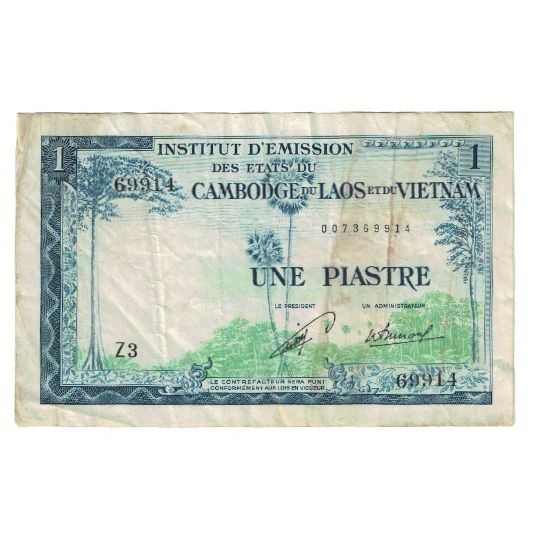 Banknote, FRENCH INDO-CHINA, 1 Piastre = 1 Dong, 1954, KM:105, VF(20-25)