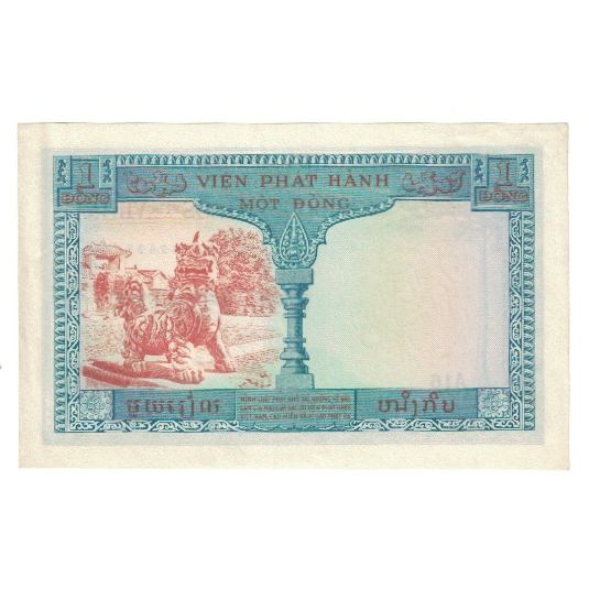 Banknot, FRANCUSKIE INDOCHINY, 1 Piastre = 1 Dong, 1954, KM:105, AU(55-58)