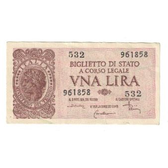 Banknote, Italy, 1 Lira, 1944, 1944-11-23, KM:29c, AU(55-58)