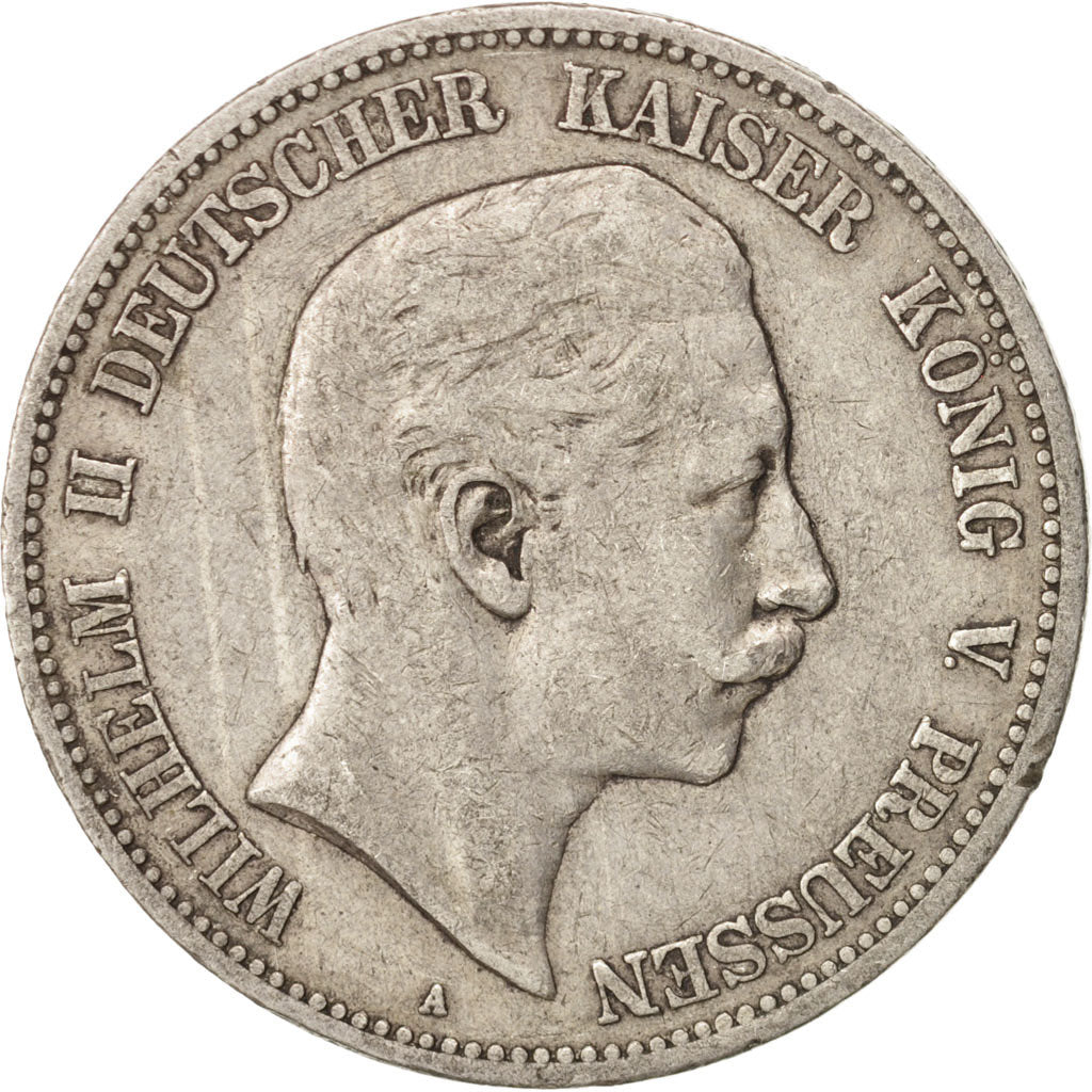 German States, PRUSSIA, Wilhelm II, 5 Mark, 1892, Berlin, EF(40-45),Silver,KM523