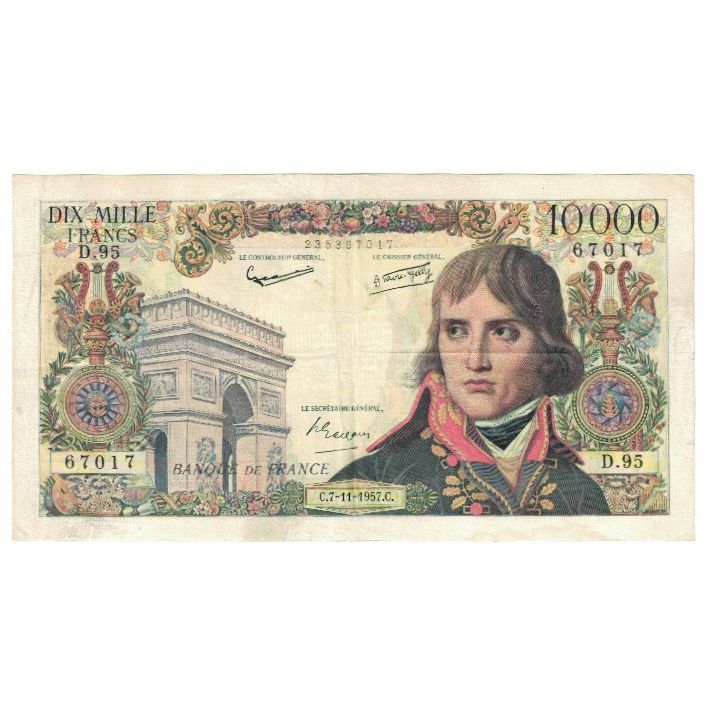France, 10,000 Francs, Bonaparte, 1957, 1957-11-07, EF(40-45), Fayette:51.10
