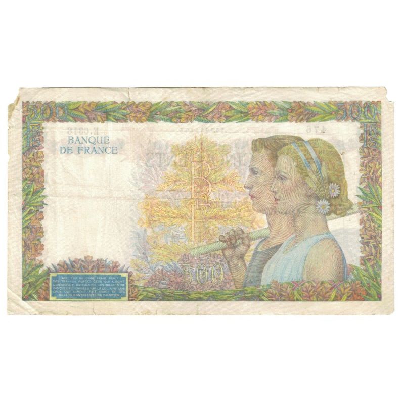 France, 500 Francs, La Paix, 1942, P. Rousseau and R. Favre-Gilly, 1942-07-16