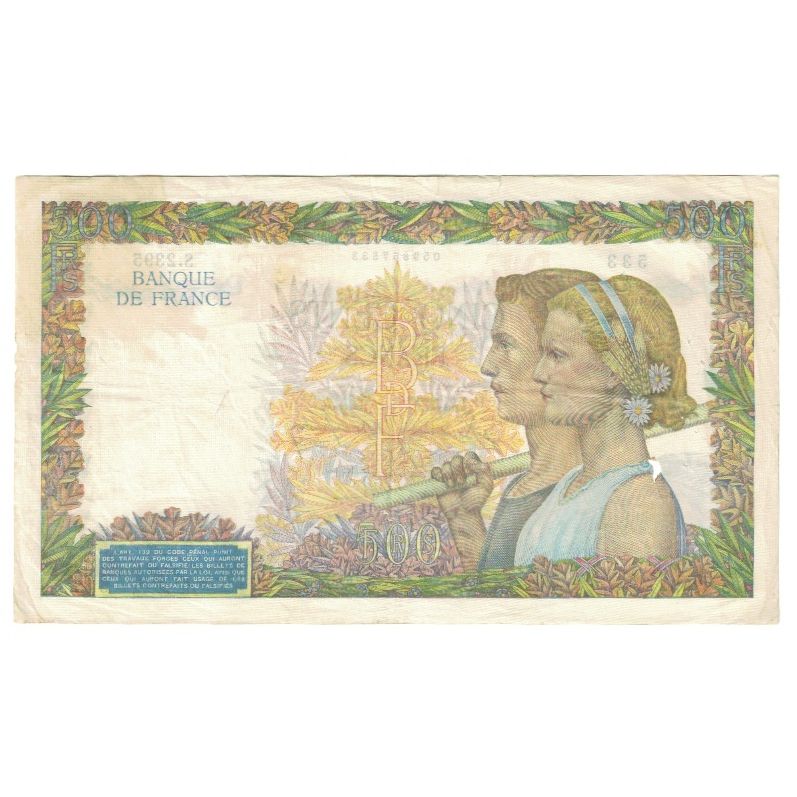 France, 500 Francs, La Paix, 1941, P. Rousseau and R. Favre-Gilly, 1941-02-06