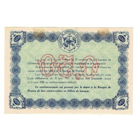 France, Avignon, 50 Centimes, 1915, EF(40-45), Pirot:18-1